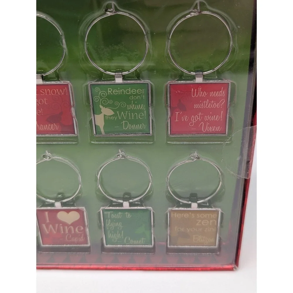 Pier‎ 1 Imports Santas Reindeer 8 Christmas Holiday Wine Glass Drink Charms New